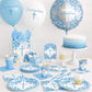 Fancy Blue Cross Honeycomb Decorations - 8" (Pack of 3) - Stunning Paper Party Decor for Baptism, Communion, and Religious Events