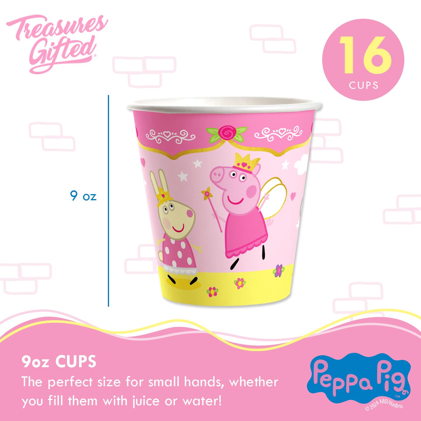 Treasures Gifted Princess Peppa Pig Birthday Party Supplies - Serves 16 Guests - Officially Licensed Party Supplies Deluxe Set - Plates, Cups