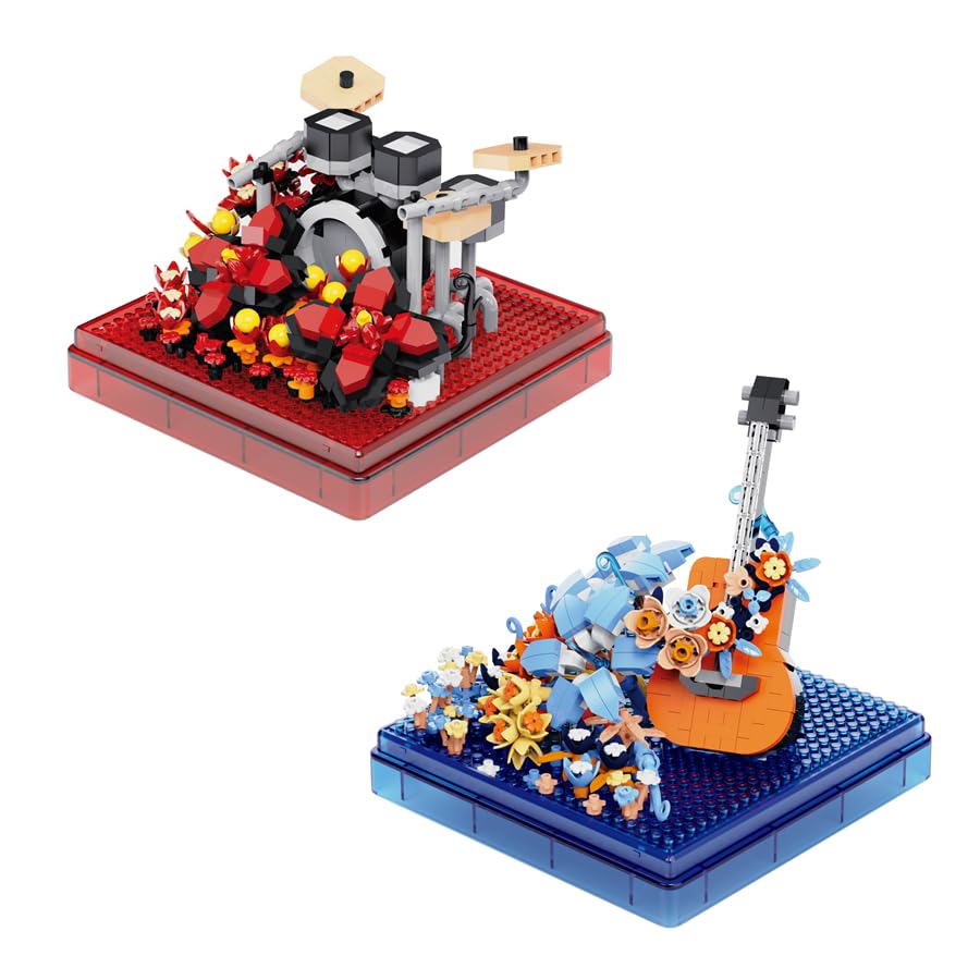 Musical Instruments Micro Blocks Building Sets,Classical Famous Building Block Set,1500 PCS for Adults and Kids,Guitar and Drum Set with Clear Plastic