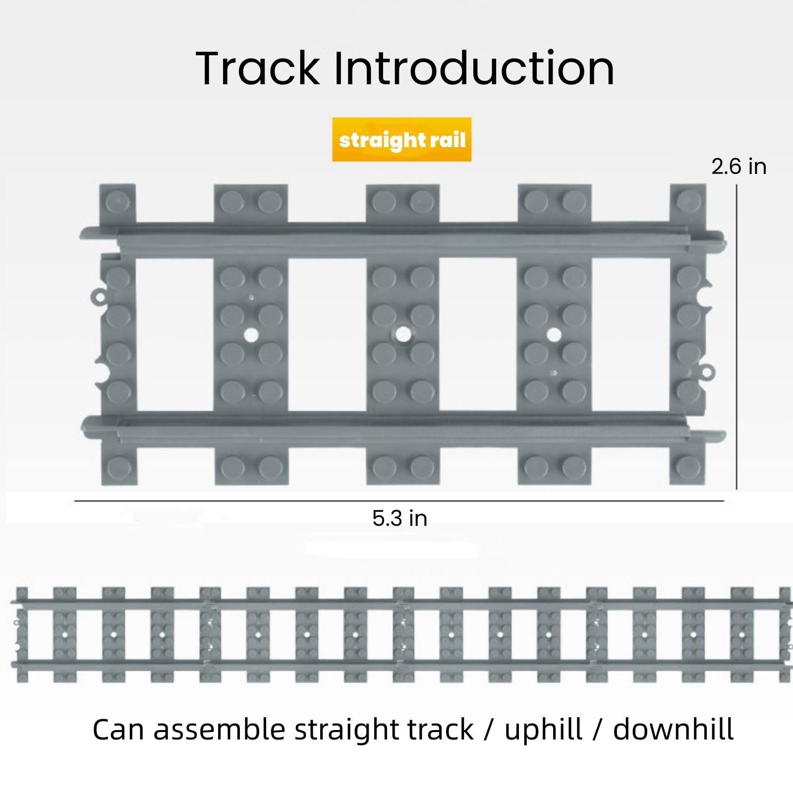 Finger Rock City Train Tracks Building Block Set, 212 Pcs Flexible Rails Train Track Railroad Expansion Accessory Set, Uphill and Downhill, Straight
