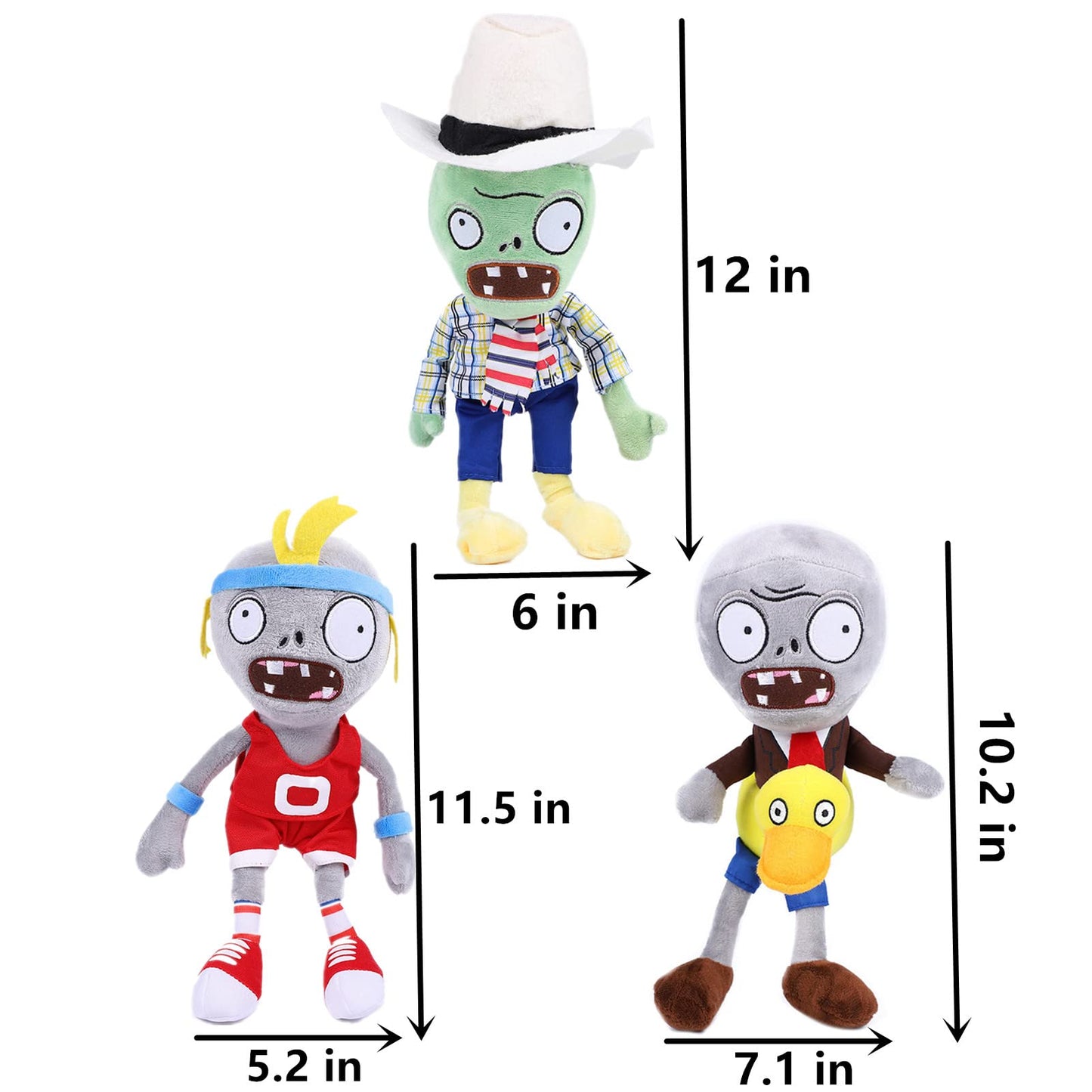 JHESAO 6 PCS Plants and Zombies Plush Sunflower Zombies Plushies Toy Pea Duck Zombie, Potato Mine 1 2 Stuffed Soft Doll Sport Zombie Doll New