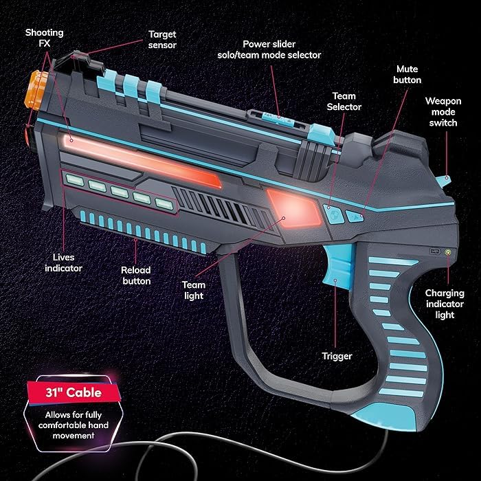 Squad Hero Rechargeable Laser Tag for Kids, Teens & Adults - Boys Gifts - Blasters & Vest Sensors - Fun Ideas Age 8+ Year Old Toys - 4 Set - Lazer