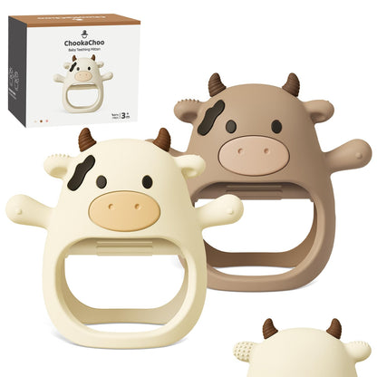 ChooKaChoo 2 Pack Baby Teething Toy for Over 3 Months, Food Grade Silicone Teething Mitten, Anti Dropping Wrist Hand Teethers Baby Chew Toys