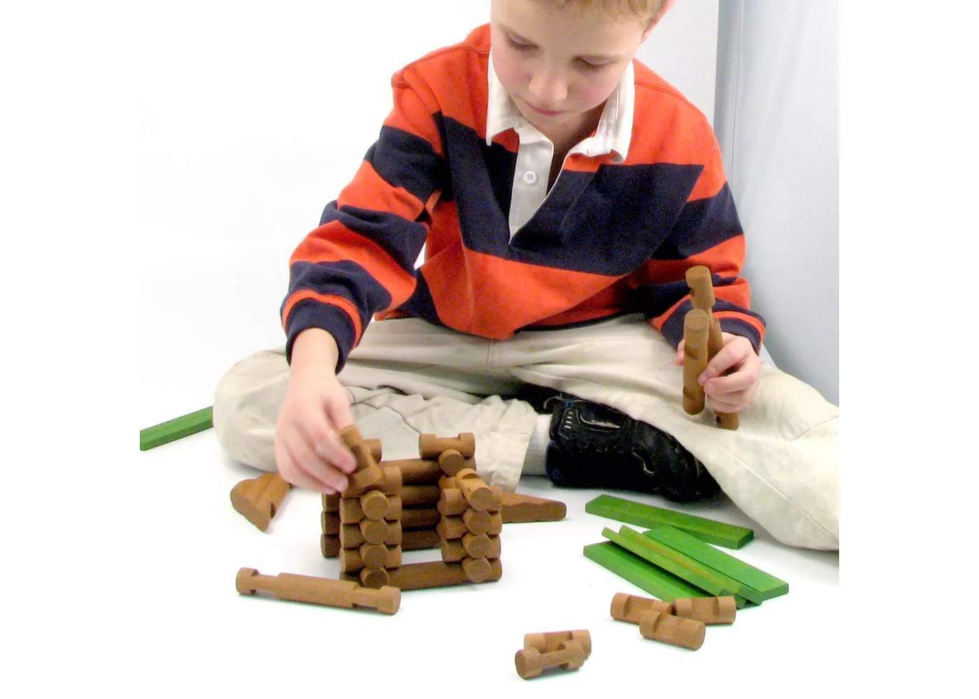 Tumble Tree Timbers Wood Building Set - 450 Pieces. Build Log Cabins. Educational STEM Toy