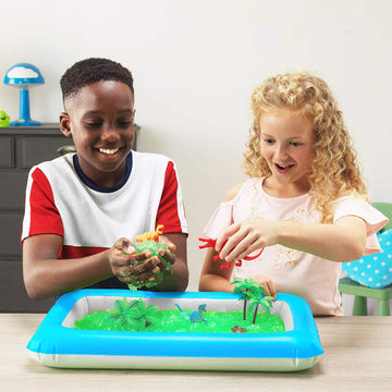 ZIMPLI Kids Gelli Adventures Dino Pack, 5 Use, 8 x Dinosaur Figures, Inflatable Tray, Imaginative Prehistoric Dinosaur Playset, Educational Science