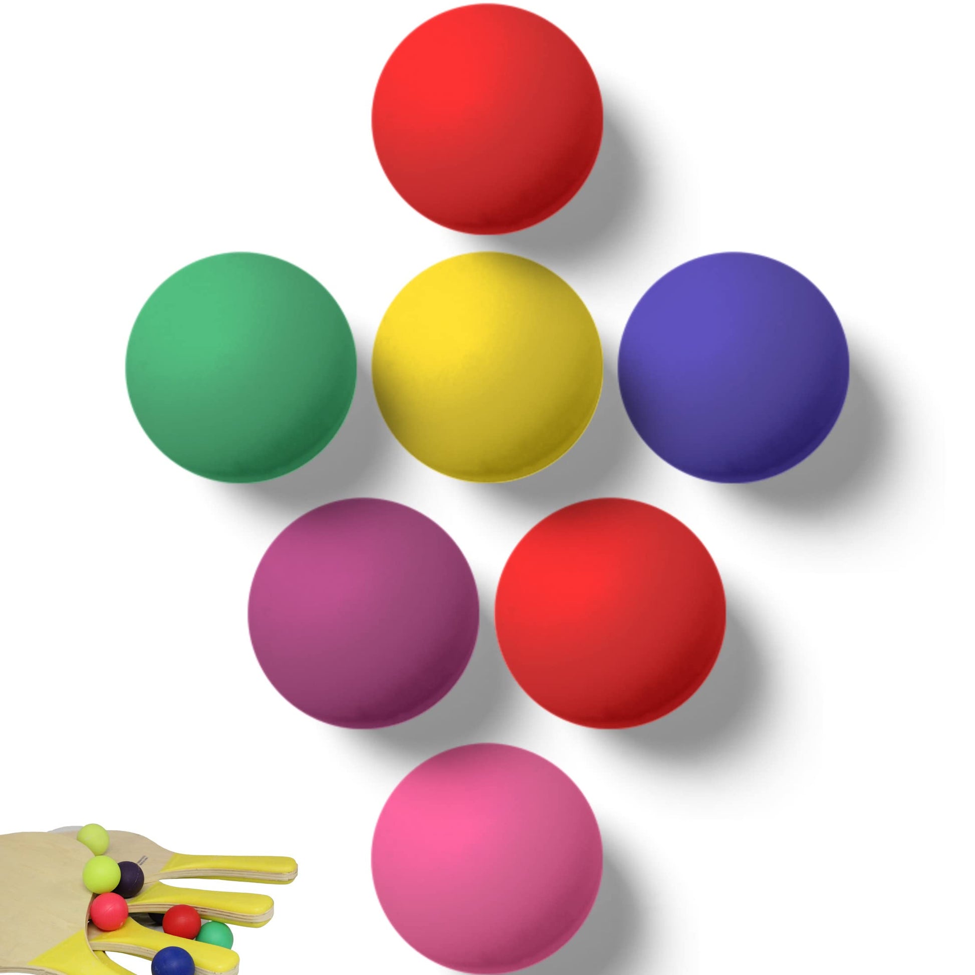 W4W Beach Paddle Ball replacement balls - Extra Balls for Pro Kadima & Smashball Racket (Set of 7 Balls)
