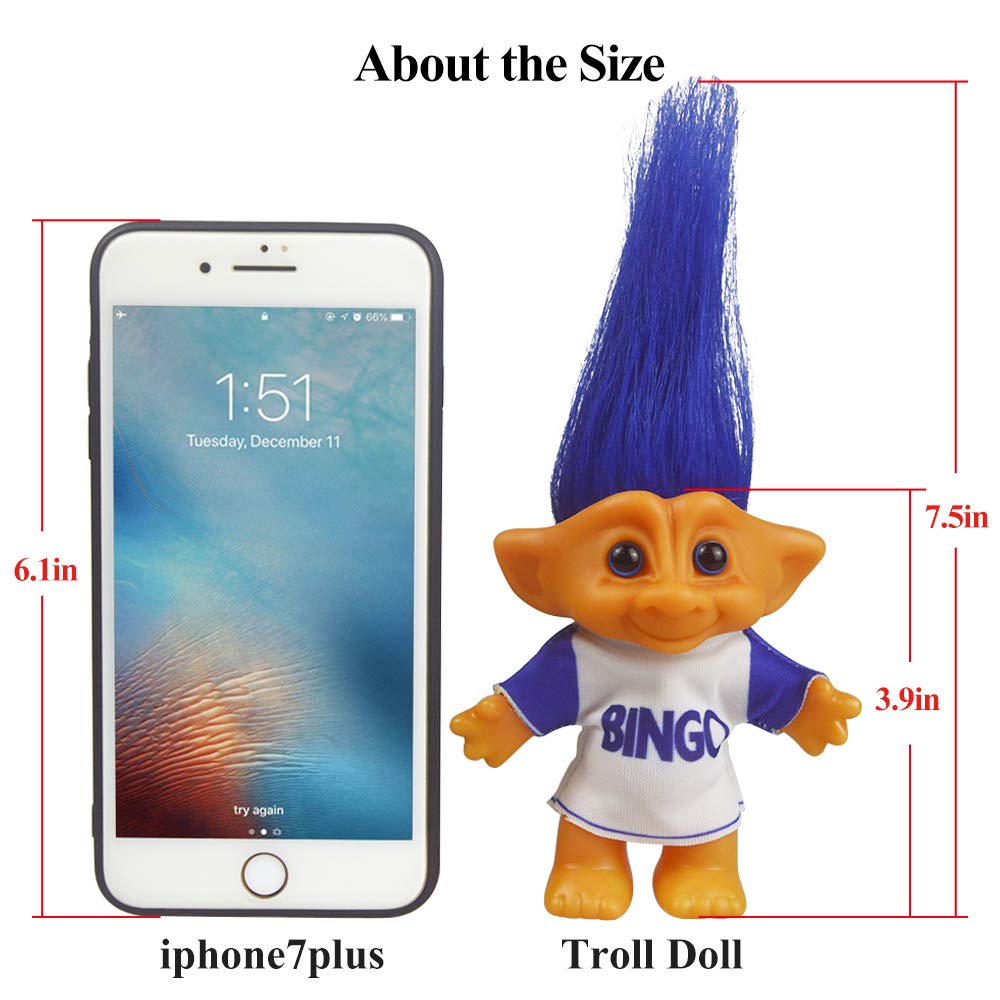Yintlilocn 3.9" Bingo Vintage Troll Dolls, Lucky Trolls Dolls
