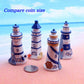 SHENIAFC Four Resin Lighthouse Models, Miniature Lighthouses, Outdoor Lighting, Garden Courtyard, Lawn, Fish Tank Decorations (Yellow+Blue)