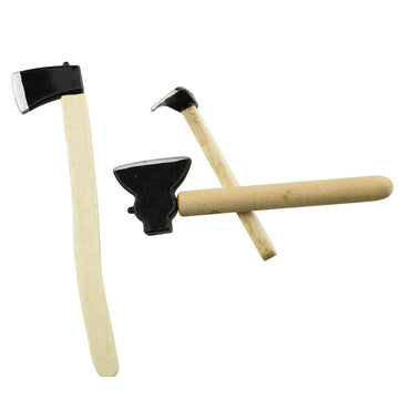 Tegg Mini Axe 3PCS Miniature Wooden Handle Metal Hatchet Chopper Outdoor Dollhouse Fairy Garden Accessories