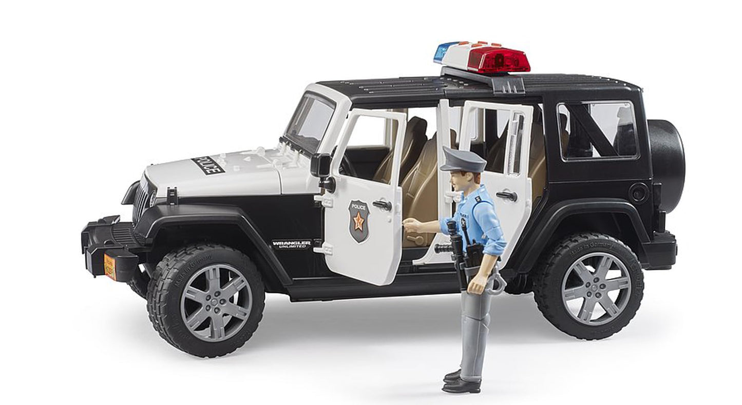 Bruder 02526 Jeep Rubicon Police car with Light skin Policeman, Jeep W/ Light Skin Policeman