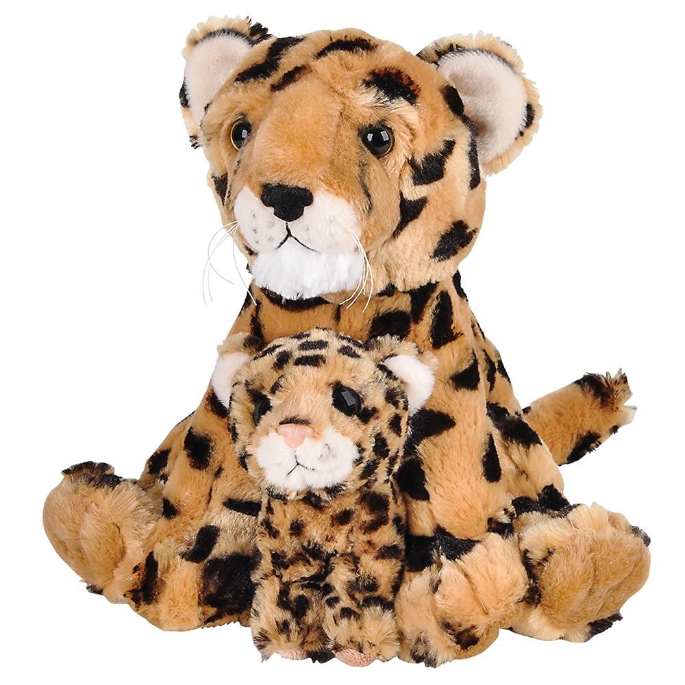 Rhode Island Novelty Birth of Life Brown Cheetah Plush - 11" with 5" Baby Plush (1 Set of 2 Pcs.) - Soft and Adorable Stuffed Animal Toy,