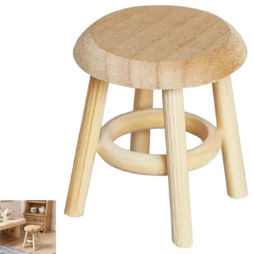 Miniature Wooden Stool, 1:12 Scale Furniture, DIY Living Room Accessories, Wooden Color Dollhouse Living Room, Dollhouse Accessories