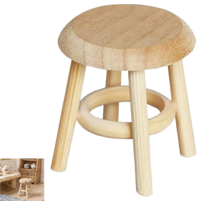 Miniature Wooden Stool, 1:12 Scale Furniture, DIY Living Room Accessories, Wooden Color Dollhouse Living Room, Dollhouse Accessories