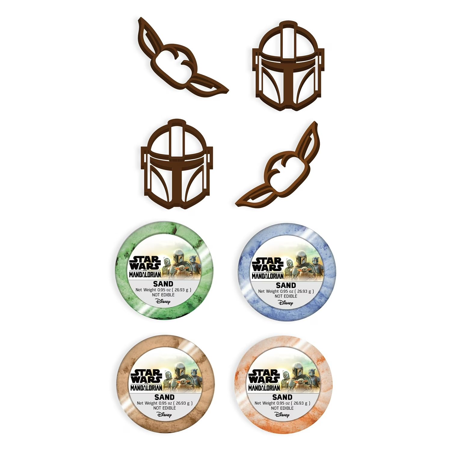 Star Wars Moldable Sand 4 Pack - 4 Tubs of Scoopable Sand with Baby Yoda and Mandalorian Stamp Cutters | Star Wars Mandalorian Pretend Play Activity