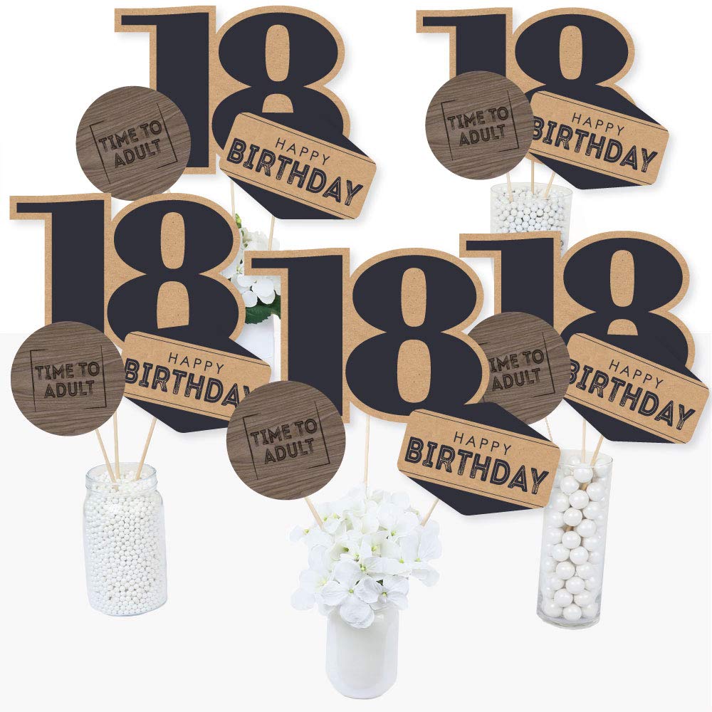 Big Dot of Happiness 18th Milestone Birthday - Birthday Party Centerpiece Sticks - Table Toppers - Set of 15