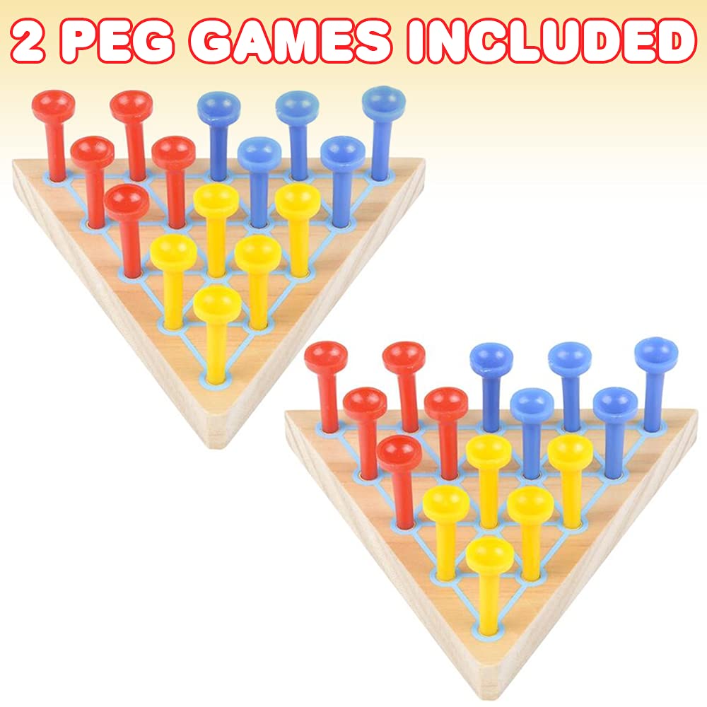 Triangle Peg Game Set of 2, Fun Board Games for Kids and Adults, Made with Wood and Plastic, Kid’s Learning Toys for Boys and Girls