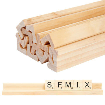 Bright Creations Wooden Scrabble Tile Holder - Game Organizer with Scrabble Trays - Craft Display for Letter Tiles - Space-Saving Racks - Pack of 12