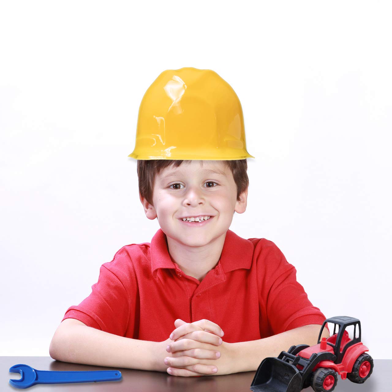 Super Z Outlet 12 Pack Yellow Construction Hard Hat Plastic Birthday Party Supplies Worker Caps Set Halloween Costume Toy