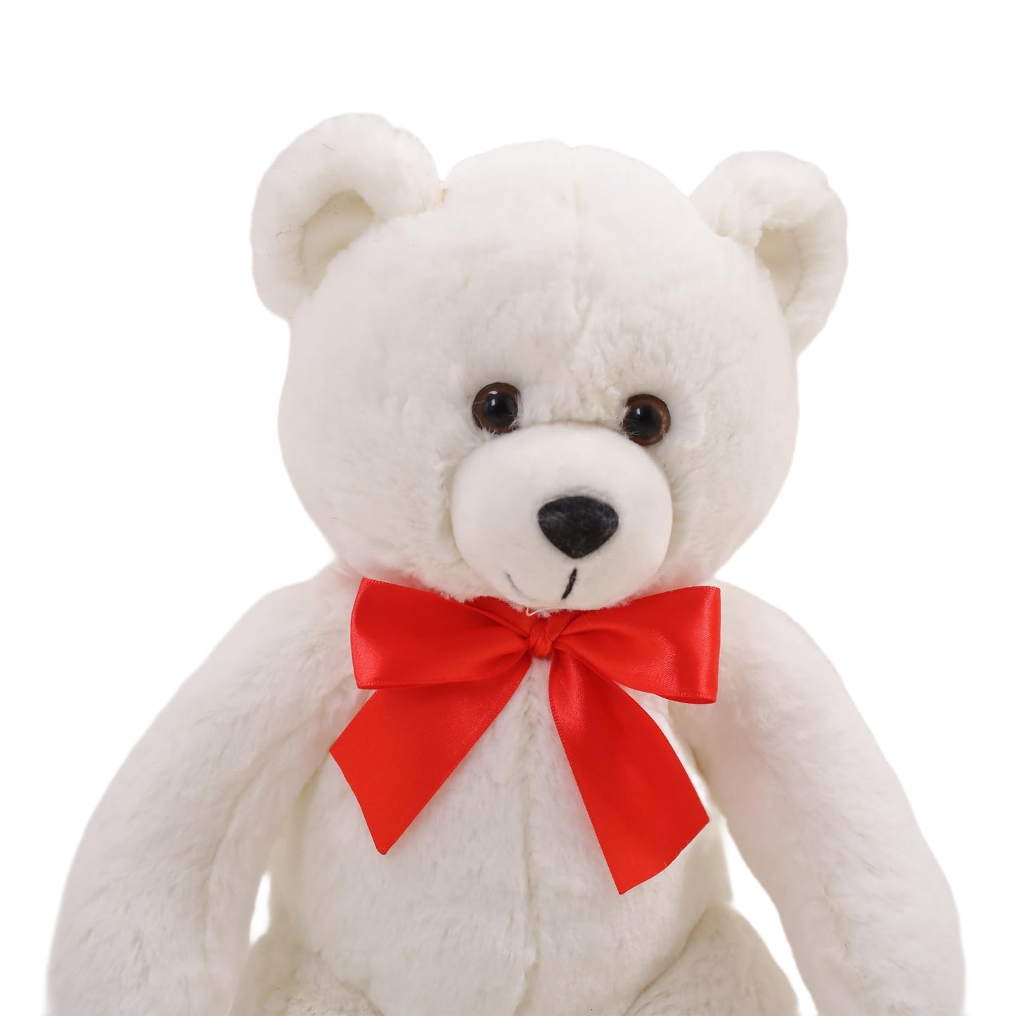 Plushland 15" Sitting Brown Fluffy Bear with Bowknot - Soft Plush Teddy Bear for Kids & Adults - Cuddly Stuffed Animal Gift for All Ages - Adorable