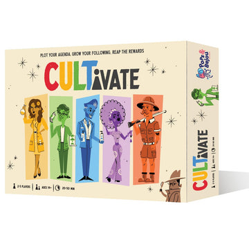 Cultivate Board Game | Award-Winning | Satirical Cult Leaders | Casual Board Game | Take-That | Ages 14+ | for 2-5 Players | 20-50 Min Playtime | Made