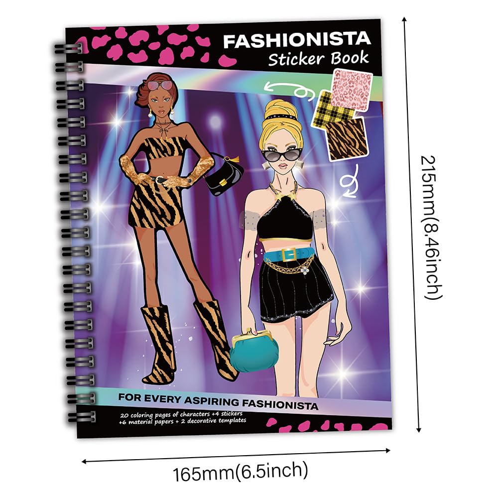 8.5"×6.5" Dressup Sticker Book - 20 Pages Portable Sticker Activity Book with Fashion Design Stickers for Teens & Adults, Creative Dressup Fun