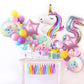 DUILE Unicorn Balloons Unicorn Birthday Party Decorations for Girls Foil Balloons Set Macaron and Rainbow Balloon Wedding Baby Shower Party Supplies