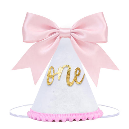 Bow 1st Birthday Hat for Girls - First Birthday Hat for Party Decorations