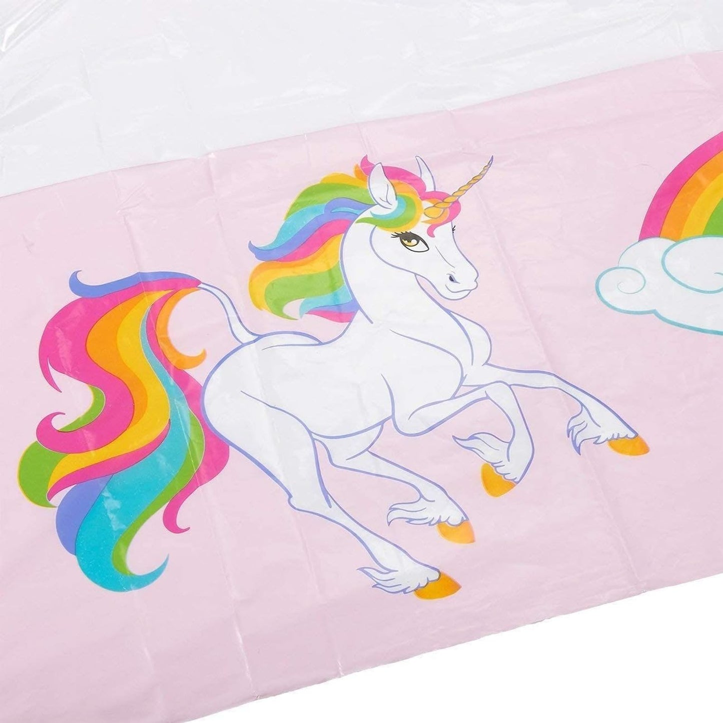 BLUE PANDA Unicorn Tablecloths - 3-Pack, 54 x 108 in, Pink & White Rectangular Plastic Disposable - Birthday Decoration & Rainbow Unicorn Party Table