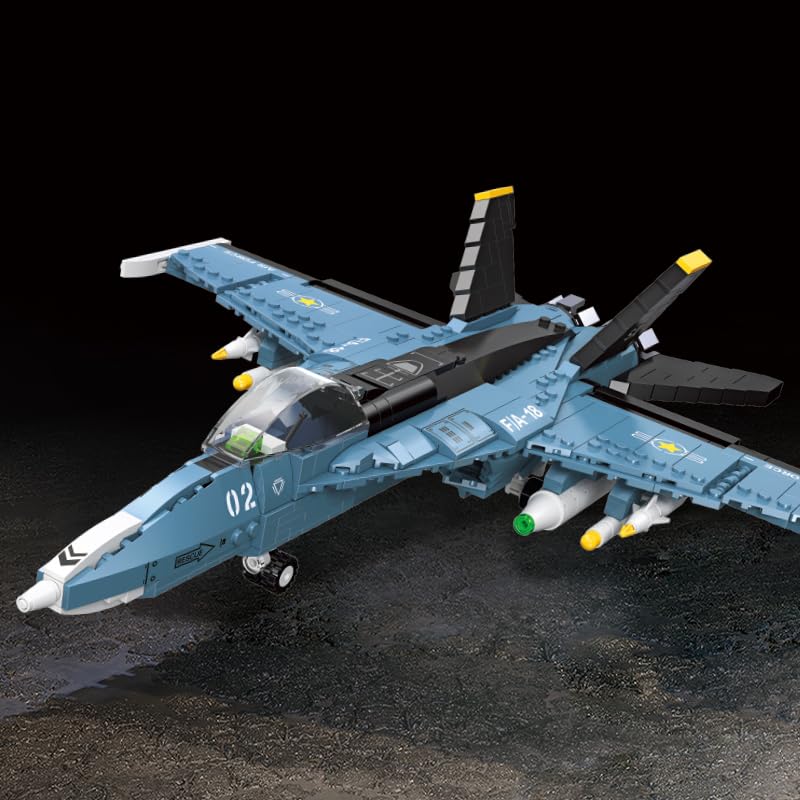 Apostrophe Games F/A-18 Hornet Fighter Jet Building Block Set - 772 Pcs - F-18 Air Force Jet Building Block Plane Toy for Kids Older Than 10