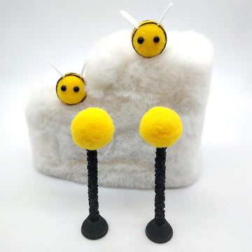 ArrErr 8 Pack Wool Felt Bees with Bee Tentacle Antenna 1 Inch Plush Bee Decor for Bees Tentacle Headbands Gender Reveal Party Baby Shower Themed Event