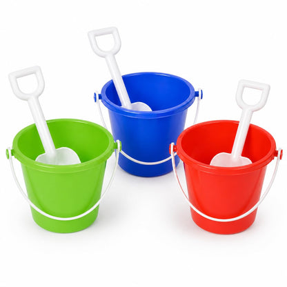 The Dreidel Company Beach Day Playsets 3-Pack 5.5" Sand Bucket Play Set Box Includes, 1 Pail, 1 Shovel Toy for Boys and Girls Birthday Party Favor