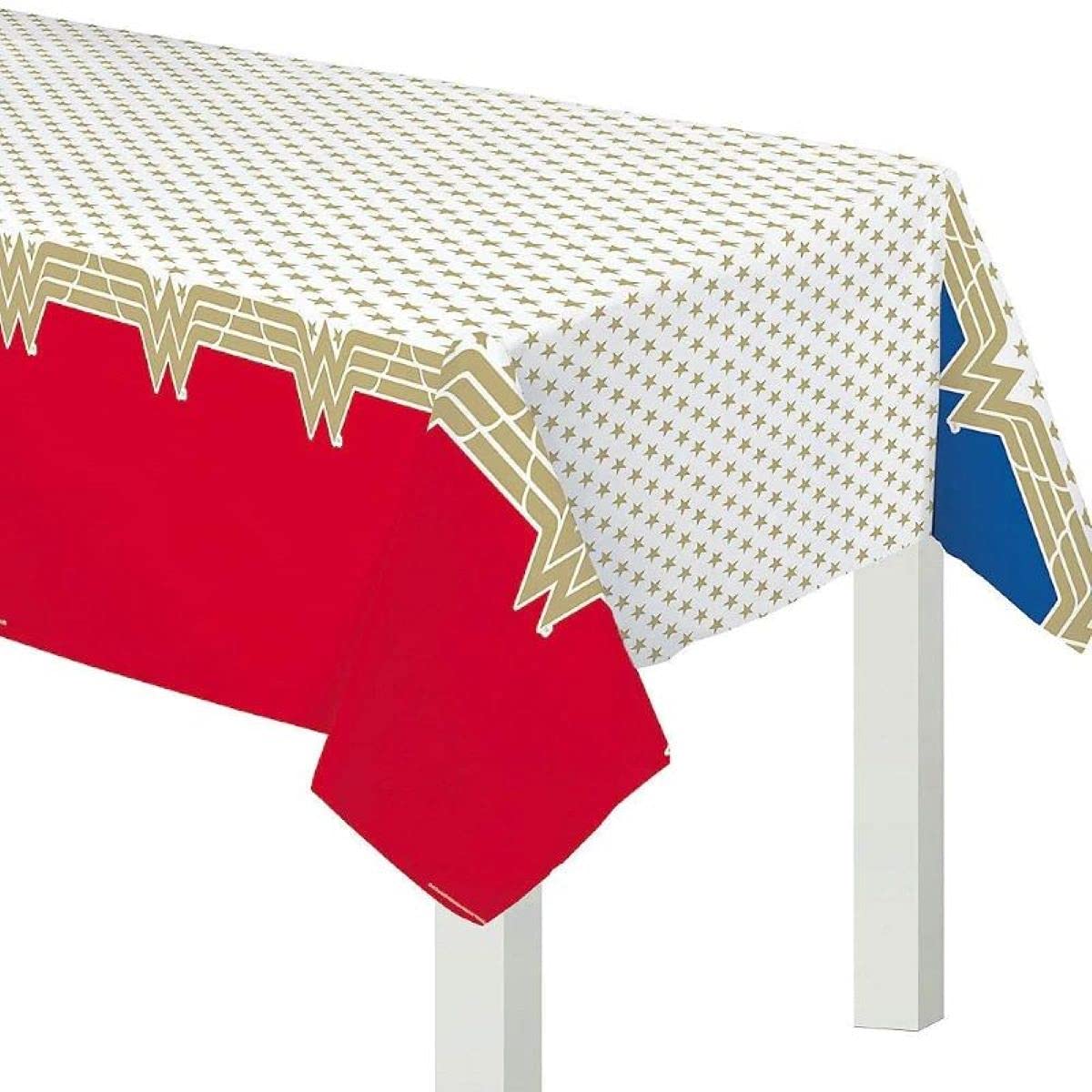 Wonder Woman Classic Red and Gold Plastic Party Table, Cover 54" x 96"