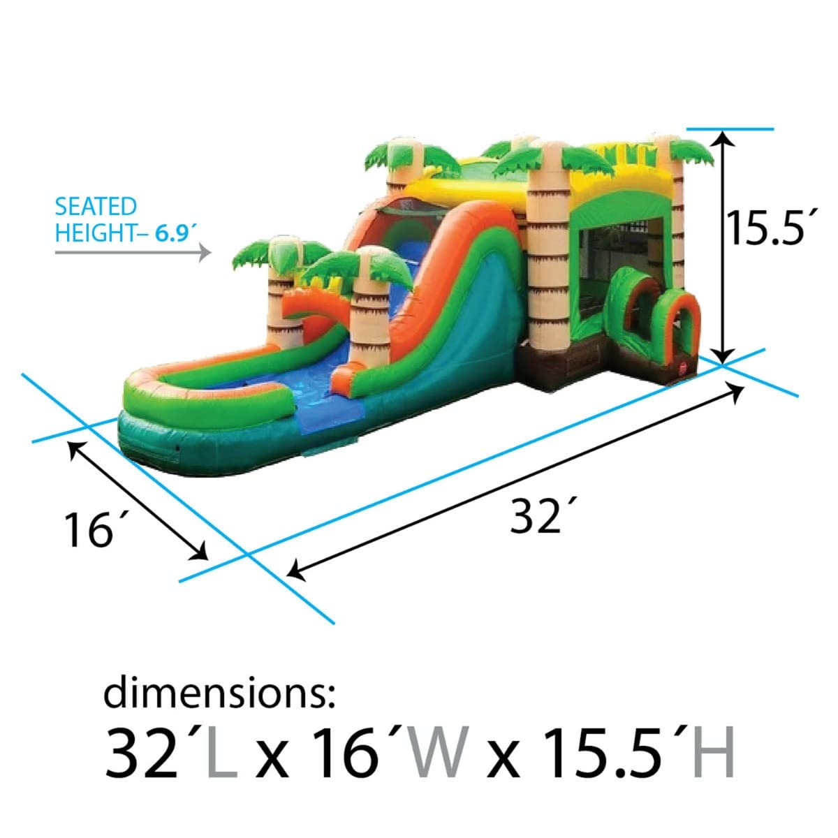 TentandTable Giant Inflatable Bounce House w/Water Slide, Tropical Jungle