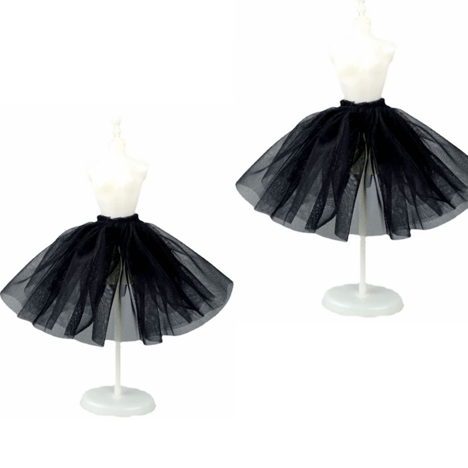 2pcs/lot Fashion Petticoat for 11.5" 1/6 Doll Slip Wedding Dress Underskirt Clothes Outfits 1/6 BJD Dollhouse Accessories (Short, Black)