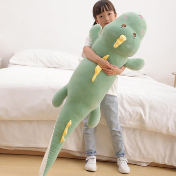 Tianmihou 52 Inch Giant Dinosaur Plush Pillow, Jumbo Green Dinosaur Stuffed Animal, Soft Long Dino Body Pillow for Kids Boys Girls, Huge Dinosaur