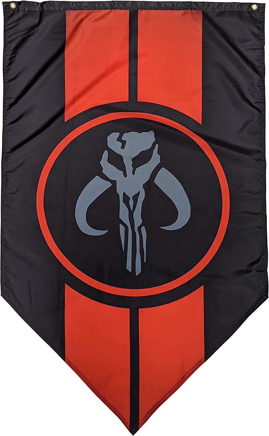 Star Wars The Mandalorian Wall Banner - Mandalorian Crest with Red Stripes - Large Size 30" x 50" - Indoor Fabric Banner