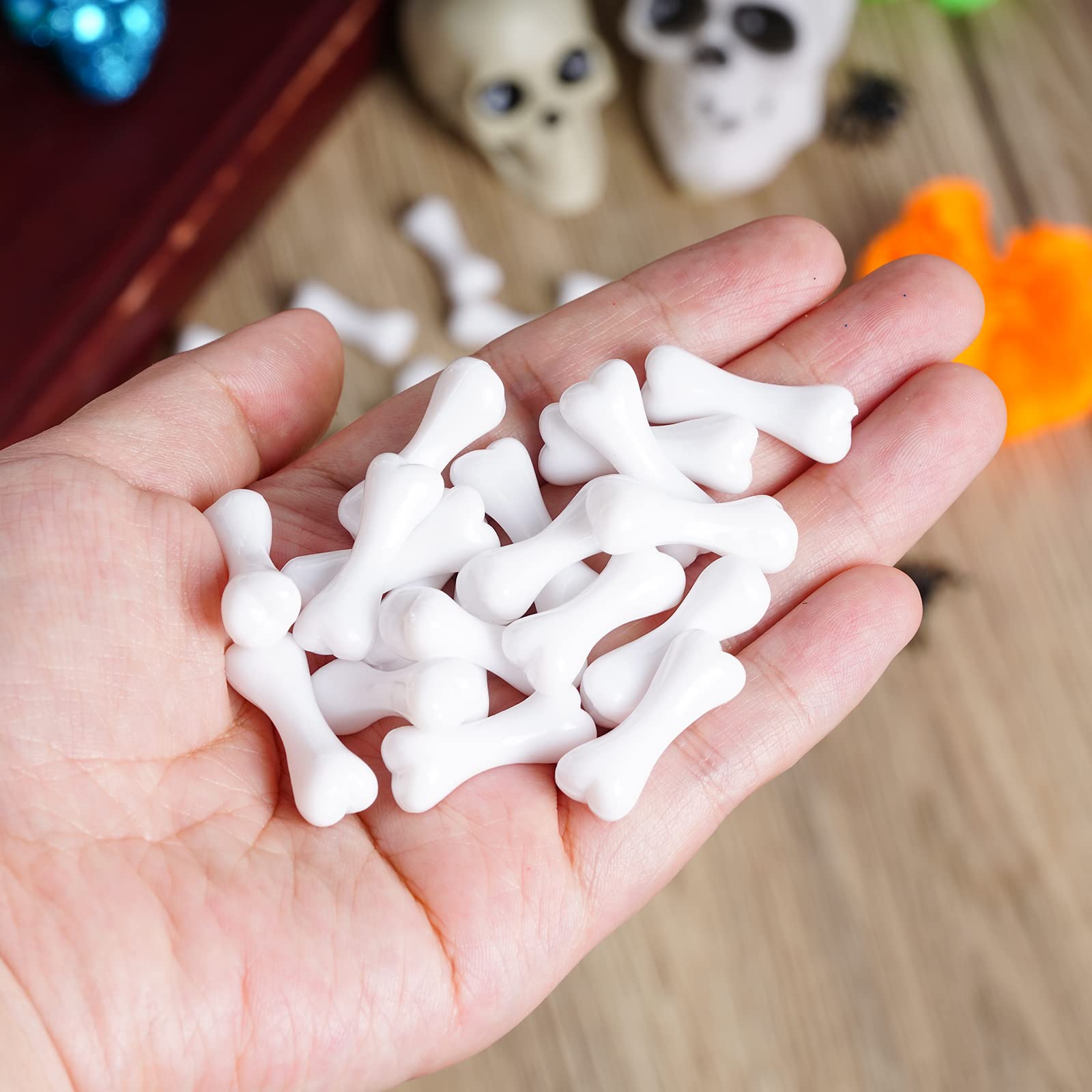 200pcs Halloween Skeleton Bones Mini Bones White Plastic Bones Halloween Skeleton Bone Decoration for Crafts Party Props Decoration