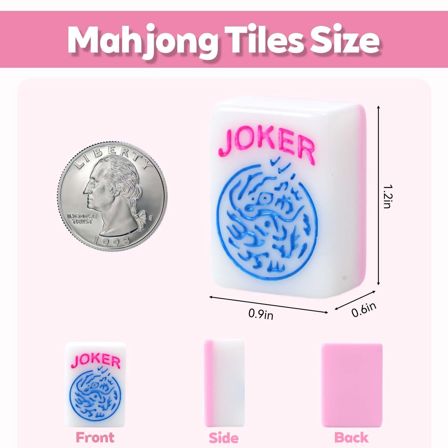TYITALK Mahjong Tile Set with 166 Premium Mahjong Tiles, Complete Set with Carrying Bag for Family Game Nights and Friendly Competition