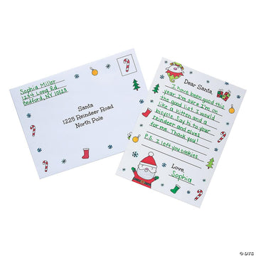 DIY Letters to Santa with Envelopes - Color Your Own 12 letters and 12 envelopes - Christmas Crafts and Activities for Kids
