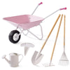 ROBOTIME Kids Wheelbarrow with Gardening Set - Metal Wheelbarrow Toddler Outdoor Play Toy with Garden Tools, Watering Can & Plant Labels, Pretend Play