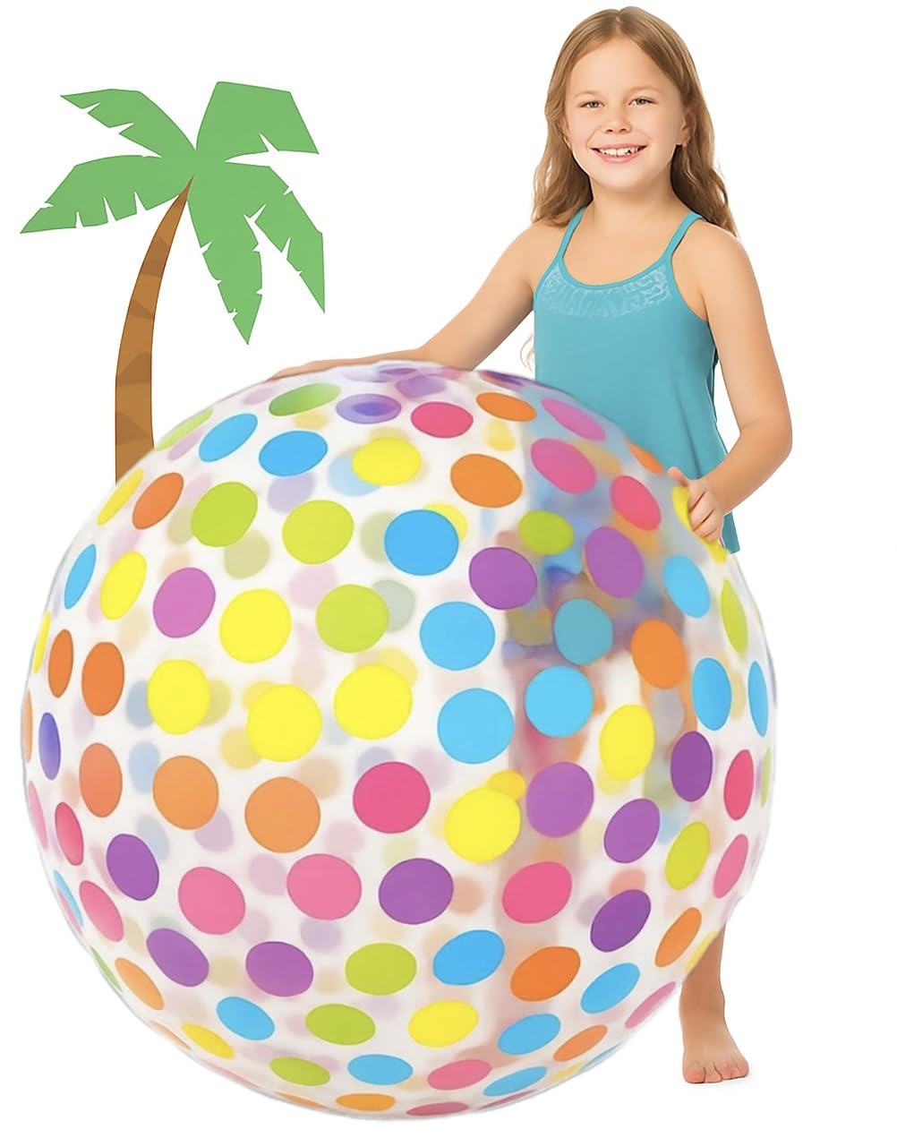 GiftExpress 40" Polka Dot Beach Ball - Giant Transparent Inflatable Ball for Swimming Pool Party - Summer Outdoor Water Toy & Decoration