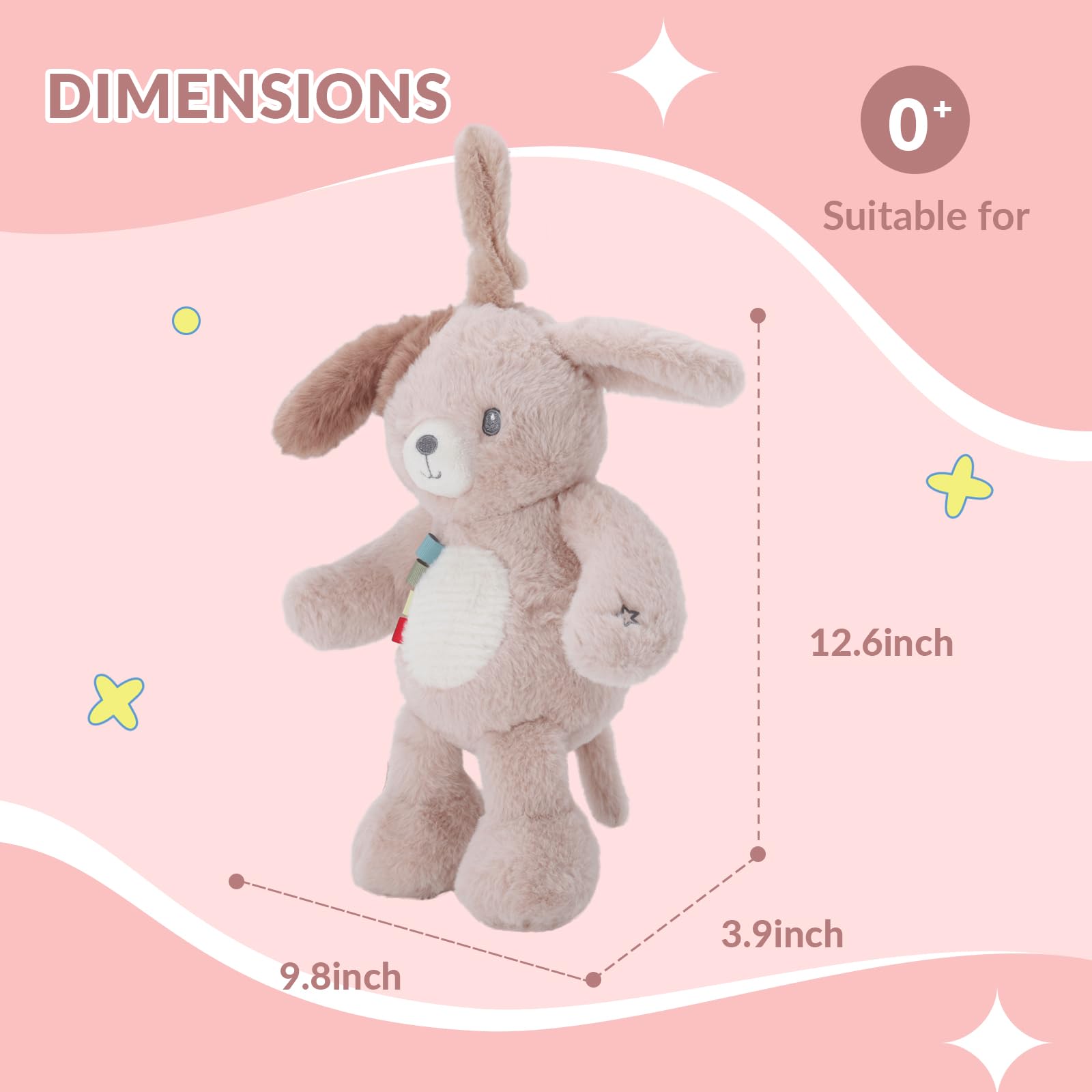 Linzy 10" Light-Up Musical Dog Bedtime Baby Soother - Soft Puppy Plush Stuffed Animal with LED Night Light & Lullaby Music, Birthday Christmas