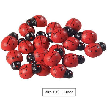 Fun Express Adhesive Wooden Ladybugs (50Pc) - Crafts for Kids and Fun Home Activities - VBS Vacation Bible School Supplies/Decor