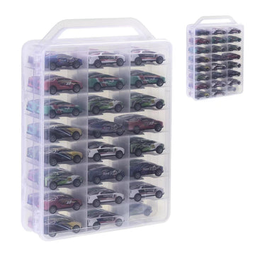 TONYLAIJIANTAO Double Sided 1/64 Scale Toy Car Storage Case Compatible with Matchbox Car Hot Wheels Storage Case,48 Slot Transparent Organizer for 48