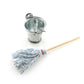Mini Cleaning SetFloor Mop with Galvanized Bucket TAODAN 1Set Miniature 1:12 Scale Fairy Garden Furniture Retro Vintage Mop with Bucket Dollhouse