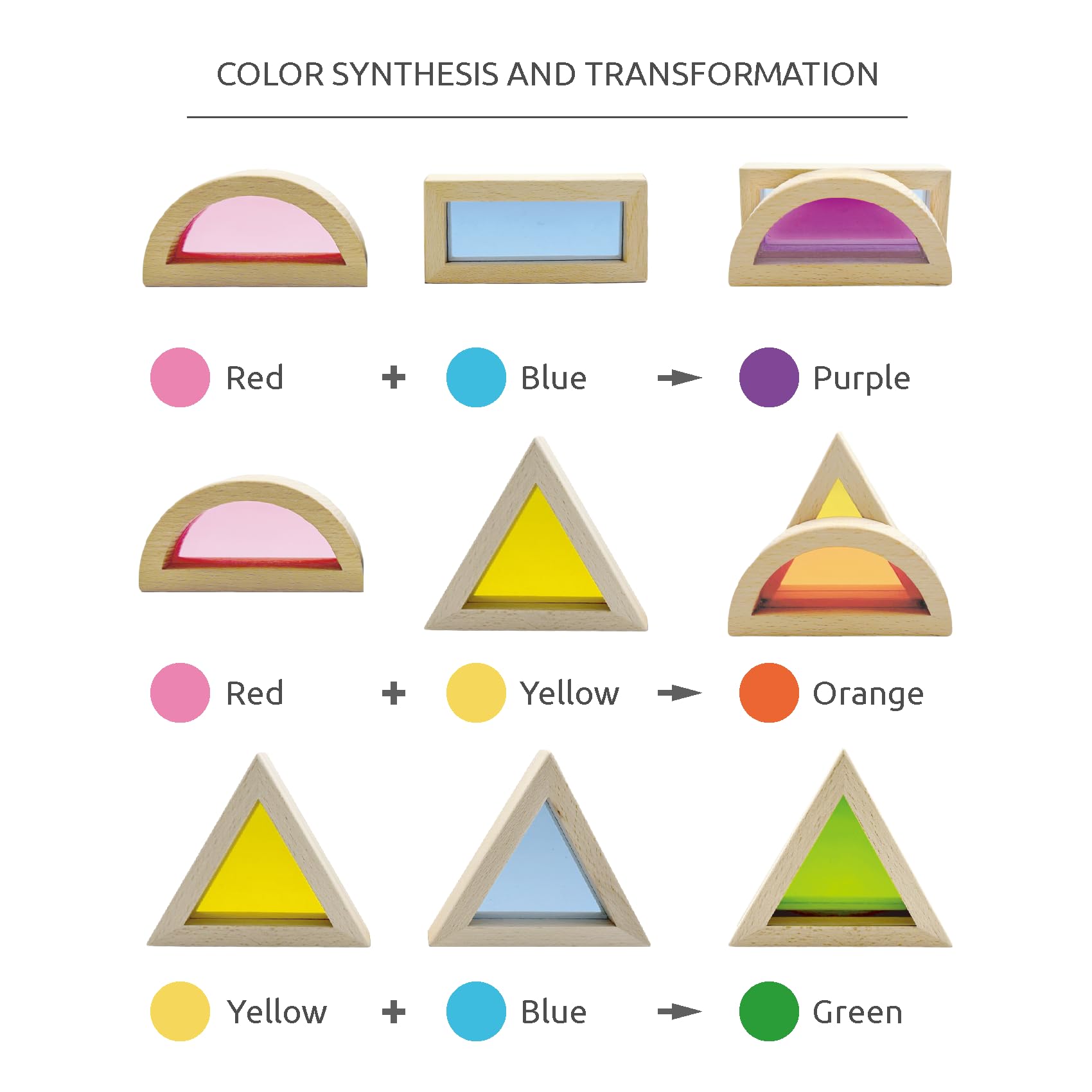 WOWME Rainbow Acrylic Stacking Blocks - 24PCS Montessori Toy and Construction Toy, Preschool Learning, Educational Toy, Geometry Wooden Toy
