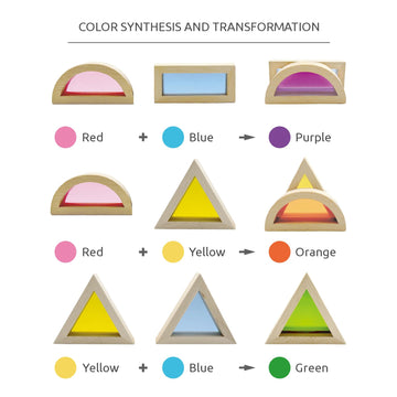 WOWME Rainbow Acrylic Stacking Blocks - 24PCS Montessori Toy and Construction Toy, Preschool Learning, Educational Toy, Geometry Wooden Toy