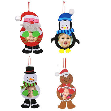 4E's Novelty Foam Kids Christmas Picture Frame, 4 Pack Photo Crafts for Kids, DIY Christmas Picture Frame Crafts with Self-Adhesive Stickers & Holiday