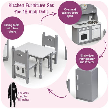 Badger Basket Doll Kitchen Furniture Set for 18-Inch Dolls - Complete Play Kitchen - Ideal for Creative & Imaginative Play