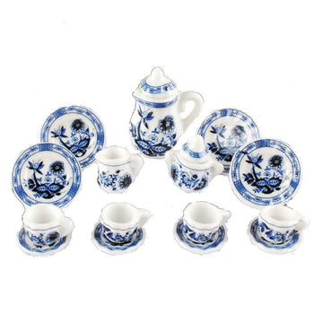 BAENRCY 1 Set 15 Pieces 1:12 Ceramics Tea Cup Set Lovely Dollhouse Decoration Set Dollhouse Kitchen Accessories(#4)